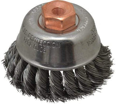 Osborn - 2-3/4" Diam, 3/8-24 Threaded Arbor, Steel Fill Cup Brush - 0.014 Wire Diam, 14,000 Max RPM - Makers Industrial Supply