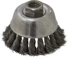 Osborn - 2-3/4" Diam, 5/8-11 Threaded Arbor, Steel Fill Cup Brush - 0.014 Wire Diam, 14,000 Max RPM - Makers Industrial Supply