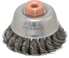 Osborn - 2-3/4" Diam, 3/8-24 Threaded Arbor, Steel Fill Cup Brush - 0.02 Wire Diam, 14,000 Max RPM - Makers Industrial Supply