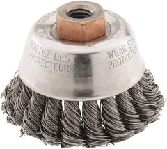 Osborn - 2-3/4" Diam, 1/2-13 Threaded Arbor, Steel Fill Cup Brush - 0.02 Wire Diam, 14,000 Max RPM - Makers Industrial Supply