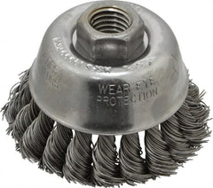 Osborn - 2-3/4" Diam, 5/8-11 Threaded Arbor, Steel Fill Cup Brush - 0.02 Wire Diam, 14,000 Max RPM - Makers Industrial Supply