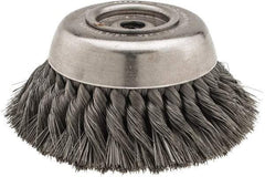 Osborn - 6" Diam, 5/8-11 Threaded Arbor, Steel Fill Cup Brush - 0.014 Wire Diam, 1-3/4" Trim Length, 6,000 Max RPM - Makers Industrial Supply