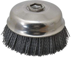 Osborn - 4" Diam, 5/8-11 Threaded Arbor Straight Wire Silicon Carbide Cup Brush - Fine Grade, 1-1/2" Trim Length, 6,000 Max RPM - Makers Industrial Supply