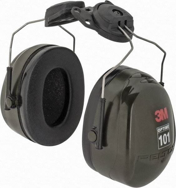 3M - Earmuffs - NRR24 BLK W/GREEN CUP H7P3E CAP/MOUNT EARMUFF - Makers Industrial Supply