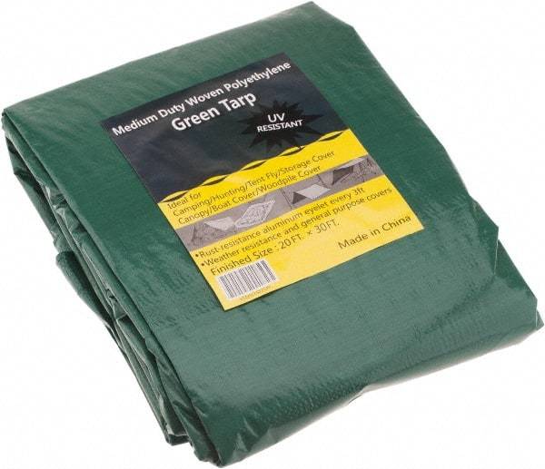 Value Collection - 30' Long x 20' Wide Polyethylene Tarp & Dust Cover - Green, 9 to 10 mil Thickness - Makers Industrial Supply