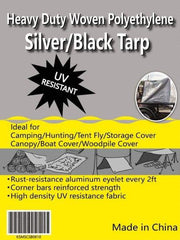 Value Collection - 60' Long x 40' Wide Polyethylene Tarp & Dust Cover - Black & Silver, Grommet, 11 to 12 mil Thickness - Makers Industrial Supply