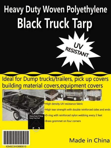 Value Collection - 20' Long x 12' Wide Polyethylene Tarp & Dust Cover - Black, Grommet, 11 to 12 mil Thickness - Makers Industrial Supply