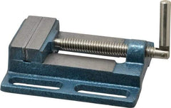 Interstate - 3-3/8" Jaw Opening Capacity x 3/4" Throat Depth, Horizontal Drill Press Vise - 3" Wide x 3/4" High Jaw, Stationary Base, Standard Speed, 7.28" OAL x 1.77" Overall Height, Cast Iron - Makers Industrial Supply