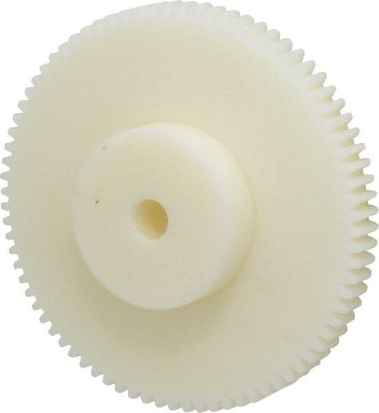 Poly Hi Solidur - 16 Pitch, 5" Pitch Diam, 5-1/8" OD, 80 Tooth Spur Gear - 1/2" Face Width, 1/2" Bore Diam, 2-1/4" Hub Diam, 14.5° Pressure Angle, Nylon - Makers Industrial Supply