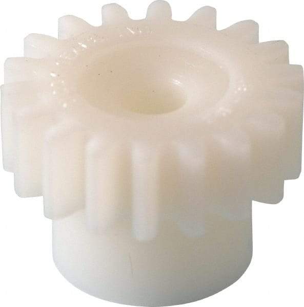 Poly Hi Solidur - 24 Pitch, 3/4" Pitch Diam, 0.833" OD, 18 Tooth Spur Gear - 1/4" Face Width, 3/16" Bore Diam, 35/64" Hub Diam, 20° Pressure Angle, Acetal - Makers Industrial Supply