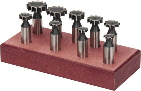 Value Collection - Straight Tooth Configuration, Woodruff and Keyseat Cutter Set - 204 to 808 ANSI, High Speed Steel, 9 Pieces - Makers Industrial Supply