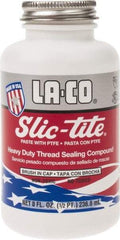 LA-CO - 1/2 Pt Brush Top Can White Thread Sealant - Paste with PTFE, 500°F Max Working Temp, For Metal, PVC, CPVC & ABS Plastic Pipe Threads - Makers Industrial Supply