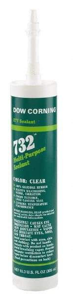 Dow Corning - 10.1 oz Cartridge Black RTV Silicone Joint Sealant - -76 to -65.2°F Operating Temp, 20 min Tack Free Dry Time, 24 hr Full Cure Time, Series 732 - Makers Industrial Supply