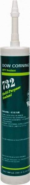 Dow Corning - 10.3 oz Cartridge Clear RTV Silicone Joint Sealant - -76 to 356°F Operating Temp, 20 min Tack Free Dry Time, 24 hr Full Cure Time, Series 732 - Makers Industrial Supply