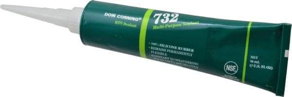 Dow Corning - 3 oz Tube White RTV Silicone Joint Sealant - -76 to 356°F Operating Temp, 20 min Tack Free Dry Time, 24 hr Full Cure Time, Series 732 - Makers Industrial Supply