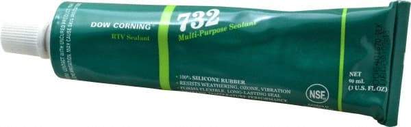 Dow Corning - 3 oz Tube Black RTV Silicone Joint Sealant - -76 to 356°F Operating Temp, 20 min Tack Free Dry Time, 24 hr Full Cure Time, Series 732 - Makers Industrial Supply