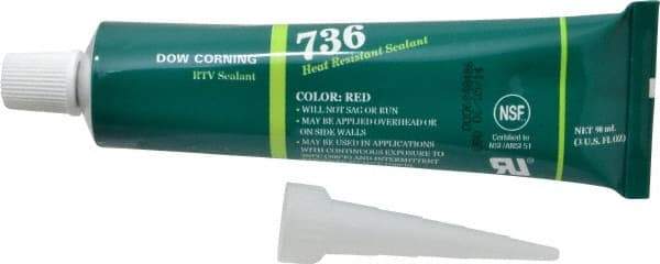 Dow Corning - 3 oz Tube Red RTV Silicone Joint Sealant - -85 to 500°F Operating Temp, 17 min Tack Free Dry Time, 24 hr Full Cure Time, Series 736 - Makers Industrial Supply