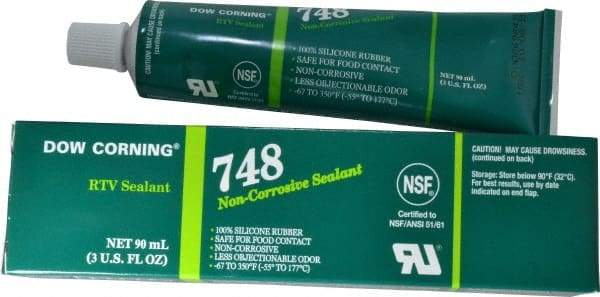 Dow Corning - 3 oz Tube Off-White RTV Silicone Joint Sealant - -67 to 350°F Operating Temp, 30 min Tack Free Dry Time, 36 hr Full Cure Time, Series 748 - Makers Industrial Supply