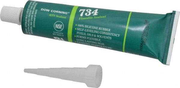 Dow Corning - 3 oz Tube Clear RTV Silicone Joint Sealant - -85 to 356°F Operating Temp, 13 min Tack Free Dry Time, 24 hr Full Cure Time, Series 734 - Makers Industrial Supply