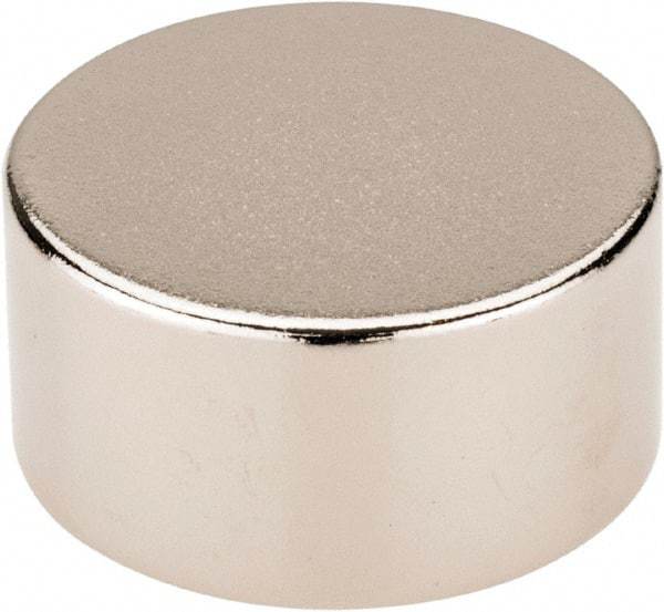 Mag-Mate - 3/4" Diam x 3/8" High Neodymium Rare Earth Magnet - 13.5 Lb Max Capacity, 200°F Max, Nickel Plated - Makers Industrial Supply