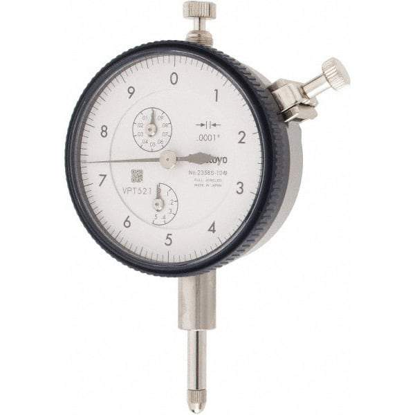 Mitutoyo - 1/2" Range, 0-10 Dial Reading, 0.0001" Graduation Dial Drop Indicator - 2-9/32" Dial, 0.01" Range per Revolution, 0.0008" Accuracy, Revolution Counter - Makers Industrial Supply