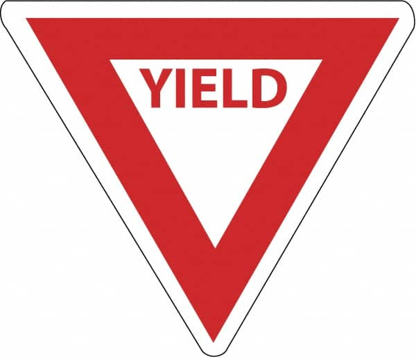 NMC - "Yield", 30" Wide x 30" High, Aluminum Stop & Yield Signs - 0.08" Thick, Red on White, Engineer Grade Reflectivity, Triangle, Post Mount - Makers Industrial Supply