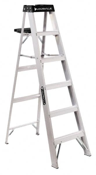 Louisville - 9 Steps, 10' High, Type IA Rating, Aluminum Step Ladder - Makers Industrial Supply