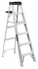 Louisville - 4 Steps, 5' High, Type IA Rating, Aluminum Step Ladder - 300 Lb Capacity, 20-1/8" Base Width - Makers Industrial Supply