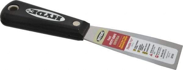 Hyde Tools - 1-1/2" Wide Steel Putty Knife - Flexible, Nylon Handle, 7-3/4" OAL - Makers Industrial Supply