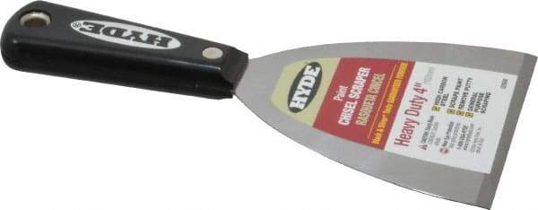 Hyde Tools - 4" Wide Carbon Steel Taping Knife - Stiff, Nylon Handle, 8-1/8" OAL - Makers Industrial Supply