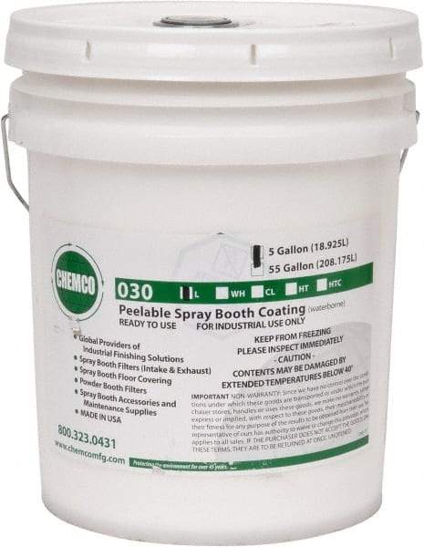 Made in USA - White Water Base Booth Coating - 5 Gallons, Spray, Coverage 250 Square Feet at 2 mil - Makers Industrial Supply