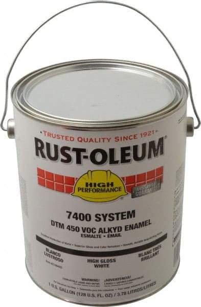 Rust-Oleum - 1 Gal White High Gloss Finish Industrial Enamel Paint - Interior/Exterior, Direct to Metal, <450 gL - Makers Industrial Supply