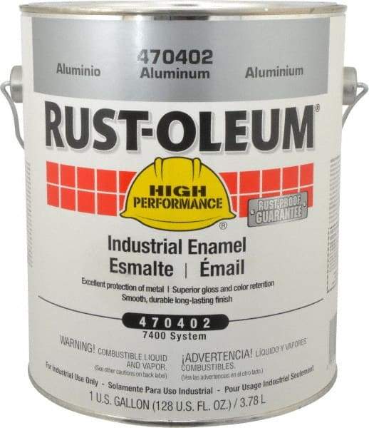 Rust-Oleum - 1 Gal Aluminum Gloss Finish Industrial Enamel Paint - Interior/Exterior, Direct to Metal, <450 gL VOC Compliance - Makers Industrial Supply