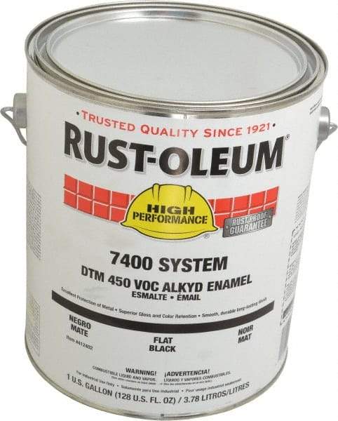 Rust-Oleum - 1 Gal Black Flat Finish Industrial Enamel Paint - Interior/Exterior, Direct to Metal, <450 gL VOC Compliance - Makers Industrial Supply