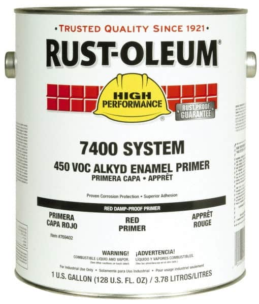 Rust-Oleum - 1 Gal Red Damp-Proof Primer - 230 to 435 Sq Ft/Gal, <450 gL Content, Direct to Metal, Quick Drying - Makers Industrial Supply