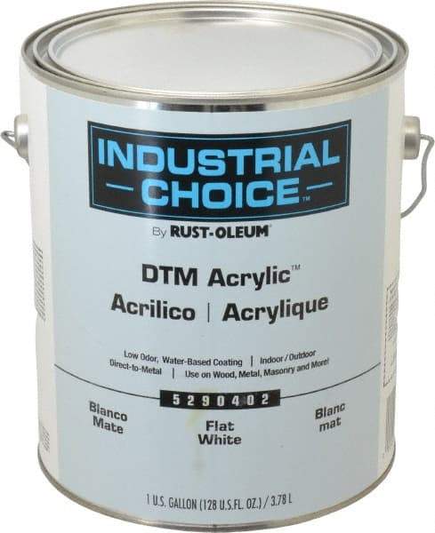 Rust-Oleum - 1 Gal White Flat Finish Acrylic Enamel Paint - Interior/Exterior, Direct to Metal, <250 gL VOC Compliance - Makers Industrial Supply