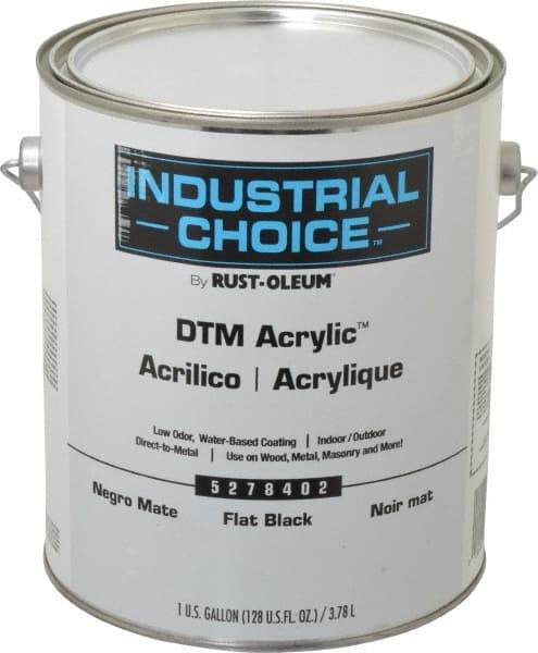 Rust-Oleum - 1 Gal Black Flat Finish Acrylic Enamel Paint - Interior/Exterior, Direct to Metal, <250 gL VOC Compliance - Makers Industrial Supply