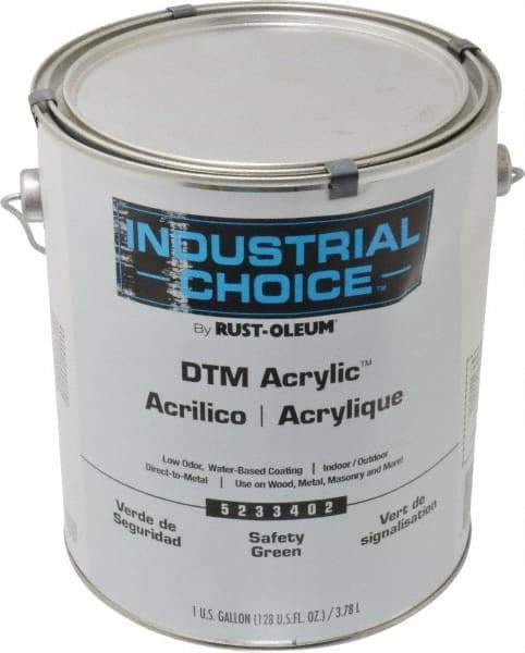 Rust-Oleum - 1 Gal Safety Green Semi Gloss Finish Acrylic Enamel Paint - Interior/Exterior, Direct to Metal, <250 gL VOC Compliance - Makers Industrial Supply