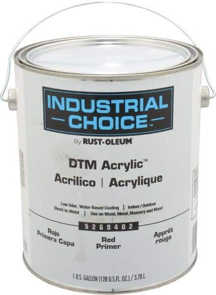 Rust-Oleum - 1 Gal Red Water-Based Acrylic Enamel Primer - 185 to 350 Sq Ft/Gal, <250 gL Content, Direct to Metal, Quick Drying, Exterior - Makers Industrial Supply