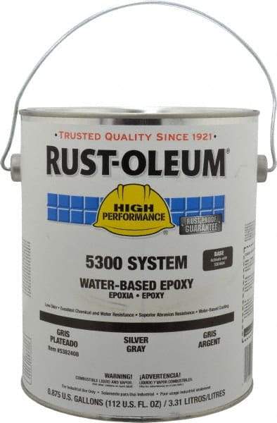 Rust-Oleum - 1 Gal High Gloss Silver Gray Water-Based Epoxy - 200 to 350 Sq Ft/Gal Coverage, <250 g/L VOC Content - Makers Industrial Supply