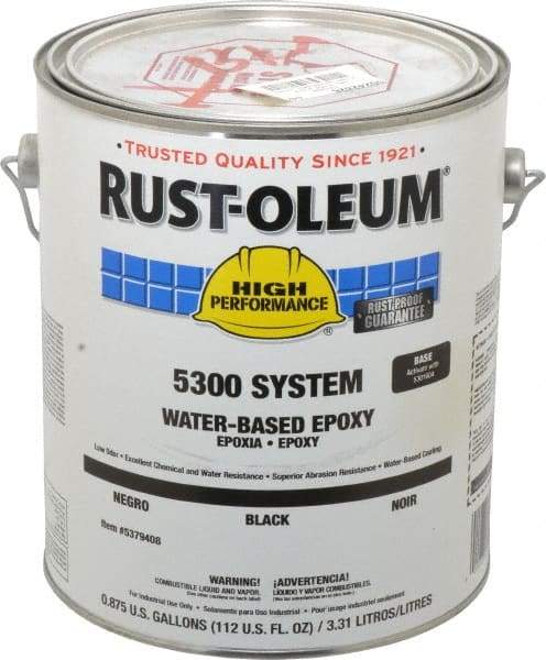 Rust-Oleum - 1 Gal High Gloss Black Water-Based Epoxy - 200 to 350 Sq Ft/Gal Coverage, <250 g/L VOC Content - Makers Industrial Supply