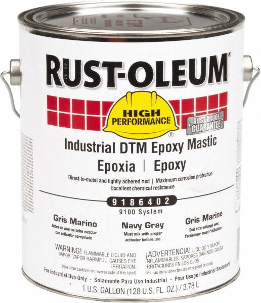 Rust-Oleum - 1 Gal Gloss Navy Gray Epoxy Mastic - 100 to 225 Sq Ft/Gal Coverage, <340 g/L VOC Content, Direct to Metal - Makers Industrial Supply