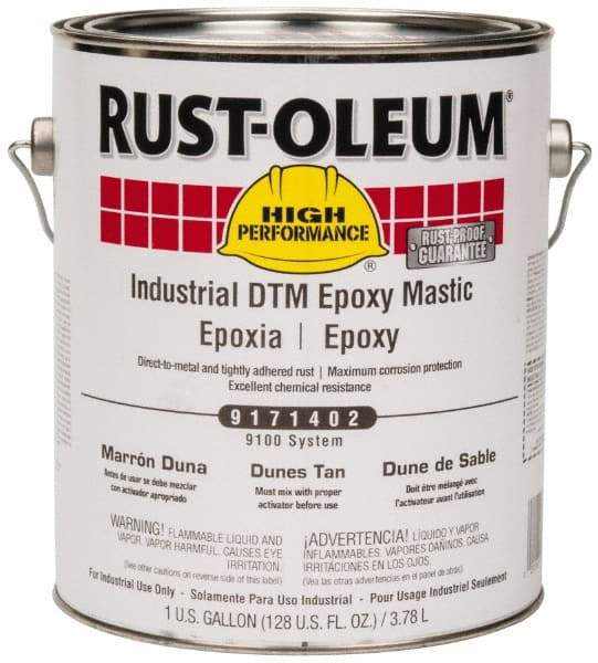 Rust-Oleum - 1 Gal Gloss Dunes Tan Epoxy Mastic - 100 to 225 Sq Ft/Gal Coverage, <340 g/L VOC Content, Direct to Metal - Makers Industrial Supply