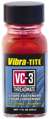 Vibra-Tite - 1 Fluid Ounce Bottle, Red, Low Strength Threadlocker - Series VC-3, 24 hr Full Cure Time, Hand Tool, Heat Removal - Makers Industrial Supply