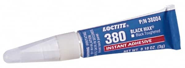 Loctite - 0.11 oz Tube Black Instant Adhesive - Series 380, 90 sec Fixture Time, 24 hr Full Cure Time, Bonds to Metal, Plastic & Rubber - Makers Industrial Supply