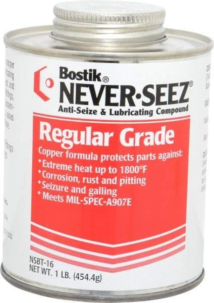 Bostik - 1 Lb Can Extreme Pressure Anti-Seize Lubricant - Copper, -297 to 1,800°F, Silver Gray, Water Resistant - Makers Industrial Supply