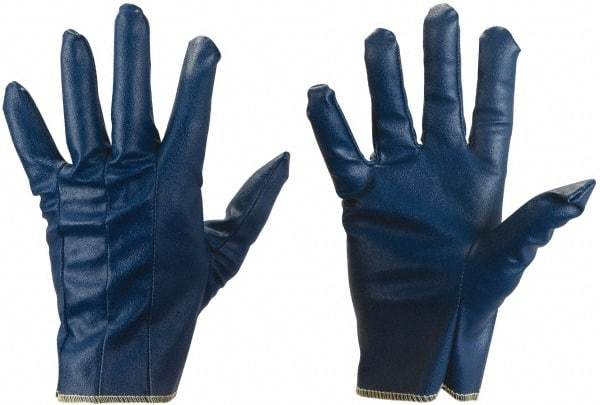 PRO-SAFE - Nitrile Coated Cotton General Protection Work Gloves - For General Purpose, Fully Coated, Slip-On Cuff, Full Fingered, Blue, Paired - Makers Industrial Supply