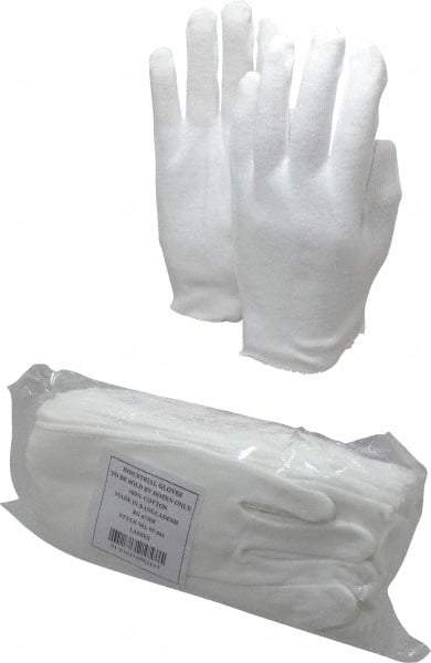 PRO-SAFE - Cotton General Protection Work Gloves - For Inspection, Uncoated, Slip-On Cuff, Full Fingered, White, Paired - Makers Industrial Supply