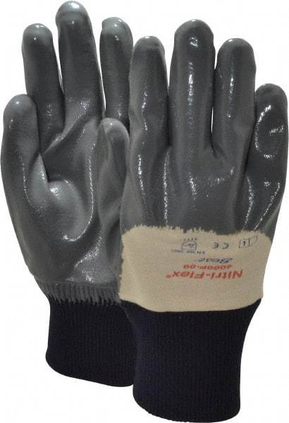 SHOWA - Size M (9) Nitrile Coated Cotton General Protection Work Gloves - For General Purpose, Palm & Fingers Coated, Knit Wrist Cuff, Full Fingered, Gray/White, Paired - Makers Industrial Supply