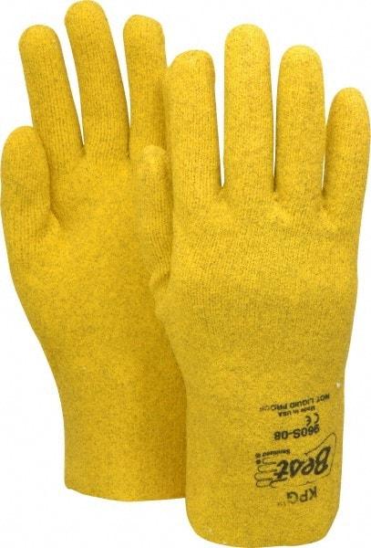 SHOWA - Size S (8) Vinyl Coated Cotton General Protection Work Gloves - For General Purpose, Fully Coated, Slip-On Cuff, Full Fingered, Yellow, Paired - Makers Industrial Supply